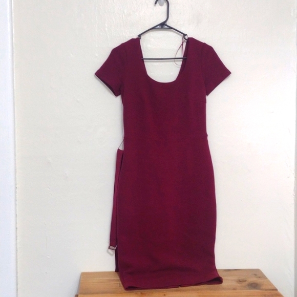 Boden Dark Pink Elsa Ottoman Ribbed Knit Body Con Sheath Dress w Belt - Picture 2 of 14